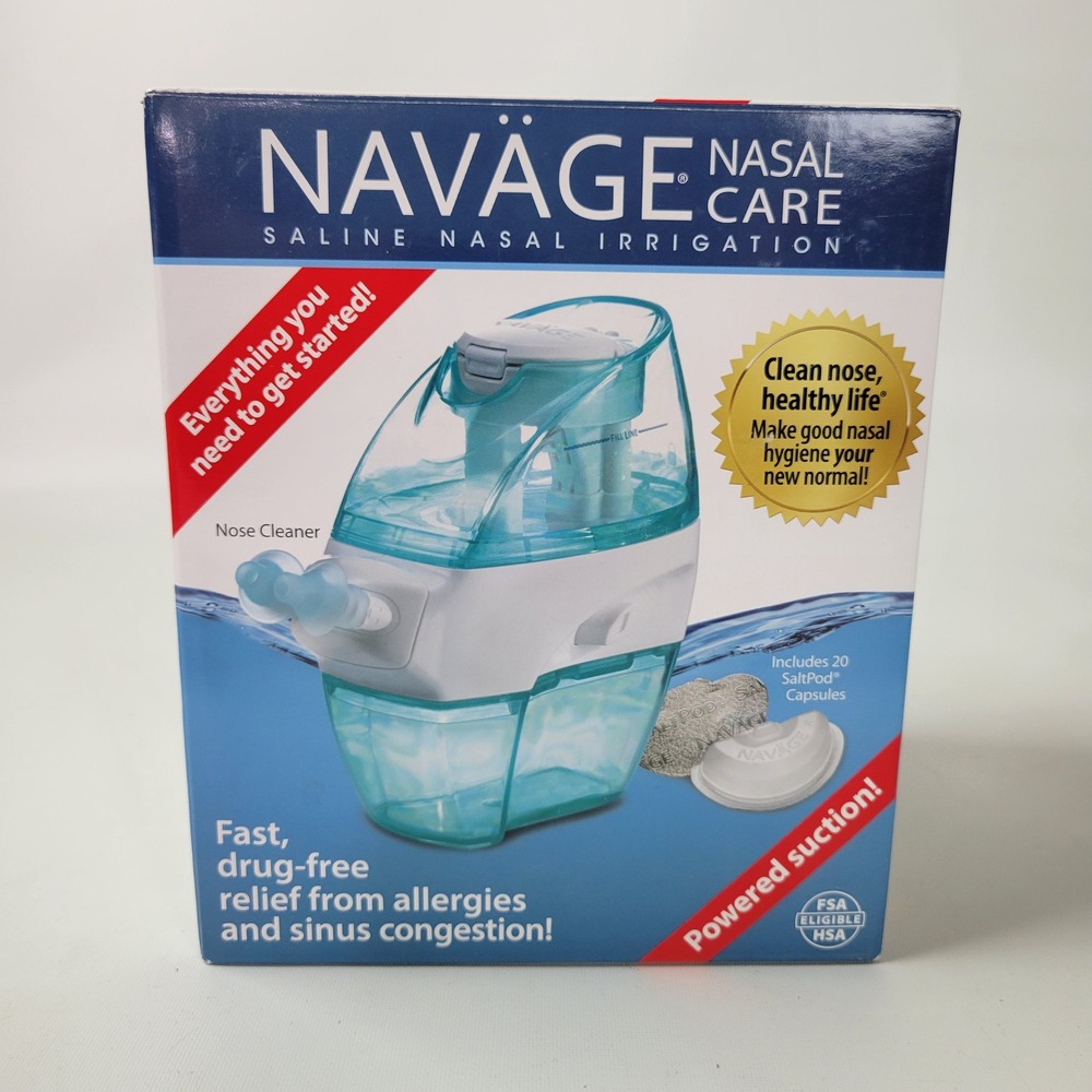 Navage Nasal Care Saline Nasal Irrigation System SDG-2 White Teal w 20 Salt Pods